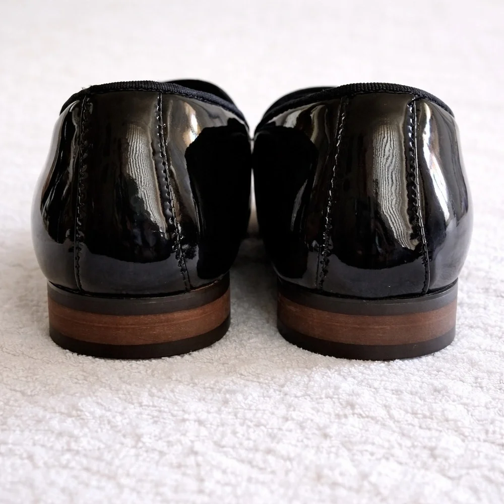 AZAR Black Patent Leather Tuxedo Loafers Men’s Size 8 Formal Slip On Dress Shoes
